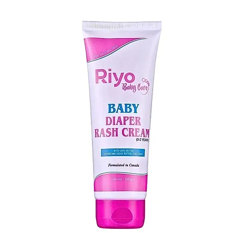 Riyo Herbs Baby Diaper Rash Cream with Shea Butter, Glycerine, Vitamin E, Provide Protection Against Diaper Rashes  Heals Affected Area, For Newly Born Babies  Extra Sensitive Skin Types, 100gm