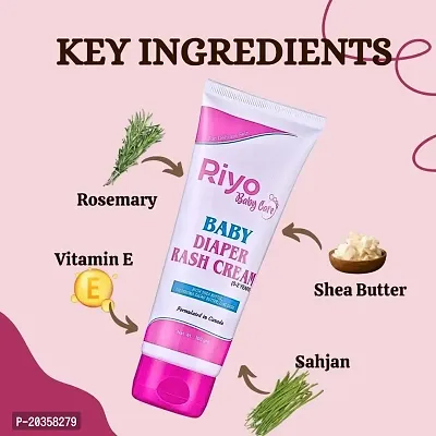 Riyo Herbs Baby Diaper Rash Cream with Shea Butter, Glycerine, Vitamin E, Provide Protection Against Diaper Rashes  Heals Affected Area, For Newly Born Babies  Extra Sensitive Skin Types, 100gm-thumb2