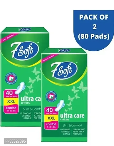 Ultra Care Clean Slim Cottony Extra Long 3XL Sanitary Pad Napkin With Wings For Women,  Pack Of 2-thumb0