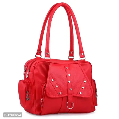 Ankita Fashion World Women's Shoulder Handbag PU (Red)-thumb2