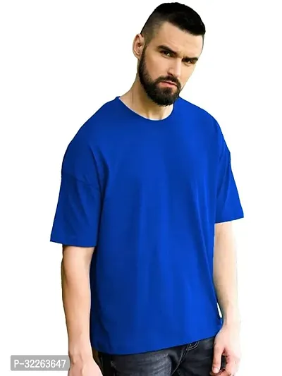 Comfortable Blue Cotton Blend Tees For Men-thumb0