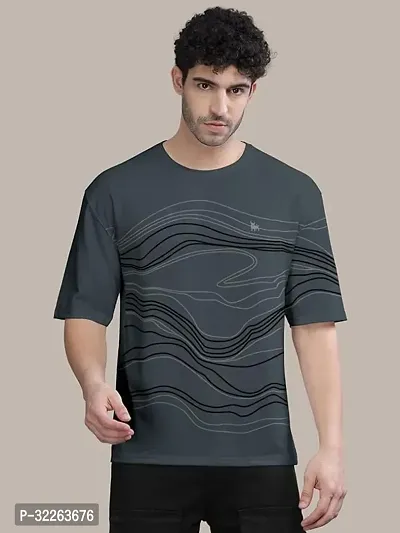 Comfortable Grey Cotton Blend Tees For Men-thumb0