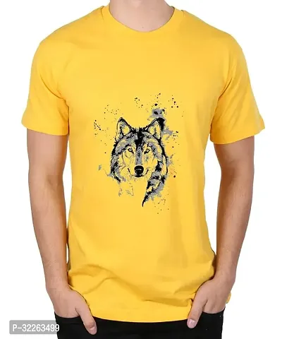 Comfortable Yellow Cotton Blend Tees For Men