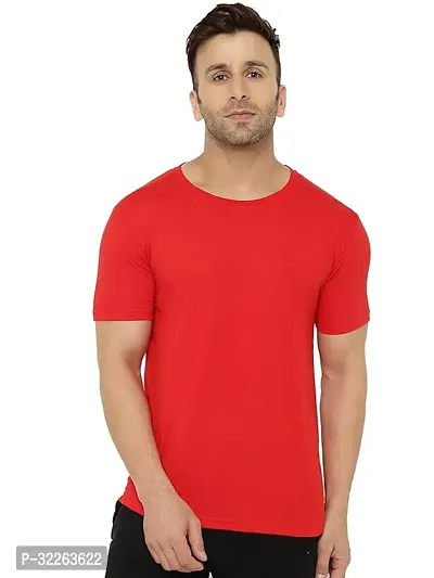 Comfortable Red Cotton Blend Tees For Men-thumb0