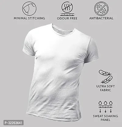 Comfortable White Cotton Blend Tees For Men-thumb0