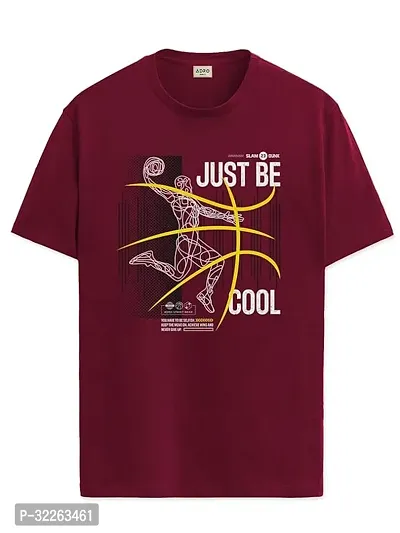 Comfortable Maroon Cotton Blend Tees For Men