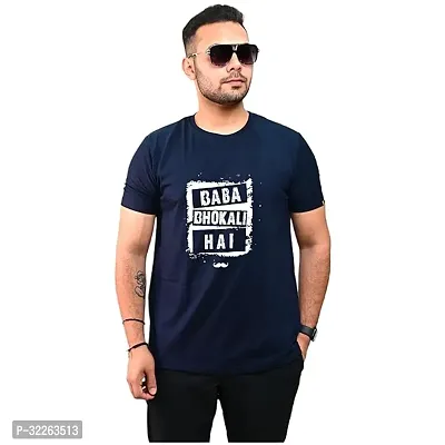 Comfortable Blue Cotton Blend Tees For Men