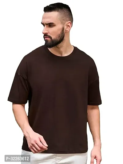 Comfortable Maroon Cotton Blend Tees For Men-thumb0