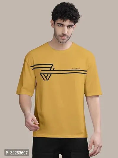 Comfortable Yellow Cotton Blend Tees For Men-thumb0