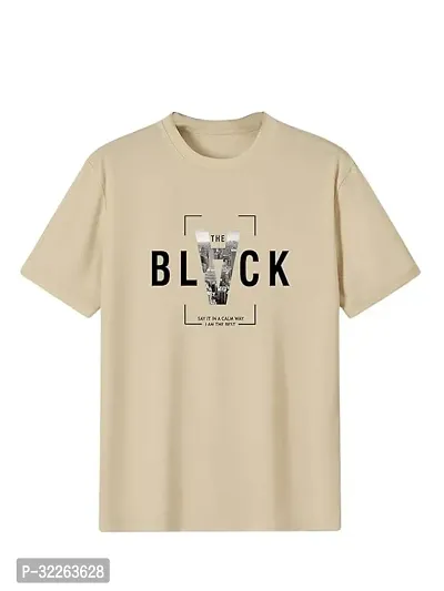 Comfortable Beige Cotton Blend Tees For Men