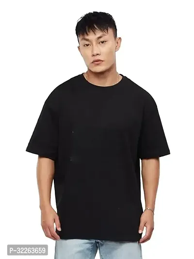 Comfortable Black Cotton Blend Tees For Men-thumb0