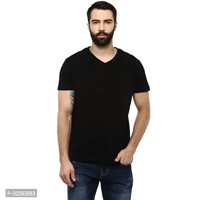 Comfortable Black Cotton Blend Tees For Men-thumb0