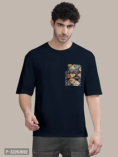 Comfortable Black Cotton Blend Tees For Men-thumb0