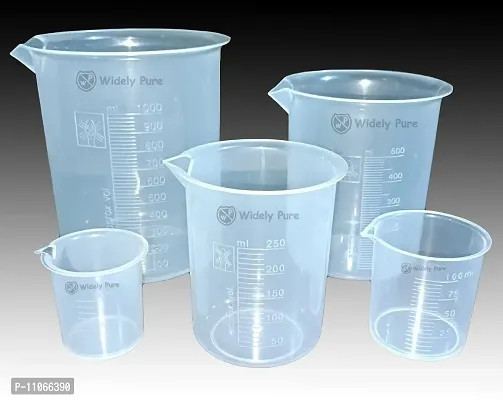 Widely Pure Transparent Plastic Measuring Beaker Set Combo 1000,500,250,100,50ml for Laboratory-thumb3