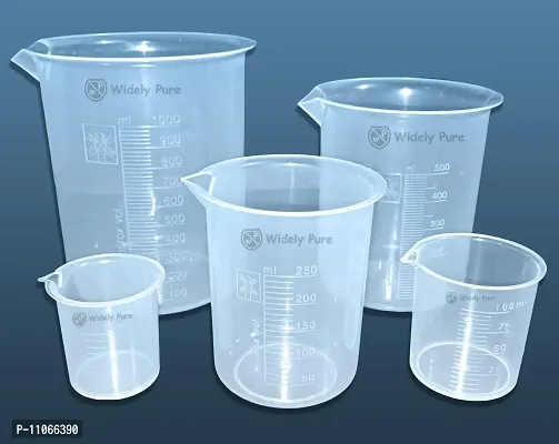 Widely Pure Transparent Plastic Measuring Beaker Set Combo 1000,500,250,100,50ml for Laboratory