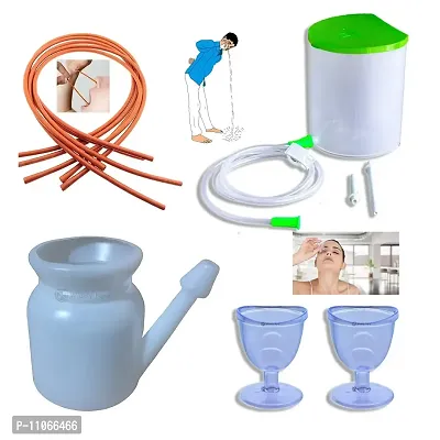 Widely Pure Anema kit satvik 1500ml, neti pot lota 500ml with 3 rubber neti sutra and 2 eye wash cup with user manual