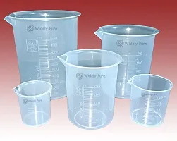 Widely Pure Transparent Plastic Measuring Beaker Set Combo 1000,500,250,100,50ml for Laboratory-thumb1