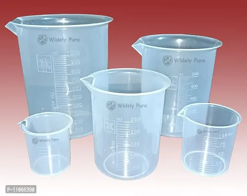 Widely Pure Transparent Plastic Measuring Beaker Set Combo 1000,500,250,100,50ml for Laboratory-thumb2