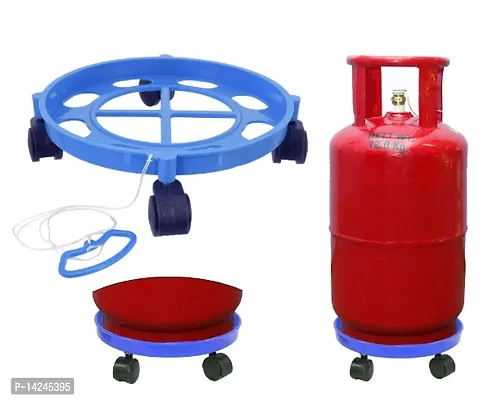 Rusho Gas Trolly LPG Cylinder Stand Trolley with Wheels | Gas Cylinder Trolley with Wheels Plastic-thumb0