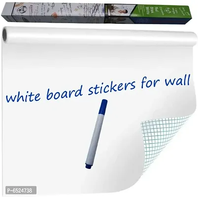 Self-Adhesive White Board Sticker Removable, Whiteboard Sticker Wall Decal Vinyl Peel and Stick Paper for School, Office, Home, College Kids Drawing Wallpaper (45x200cm)-thumb0