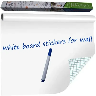 Self-Adhesive White Board Sticker Removable, Whiteboard Sticker Wall Decal Vinyl Peel and Stick Paper for School, Office, Home, College Kids Drawing Wallpaper (45x200cm)