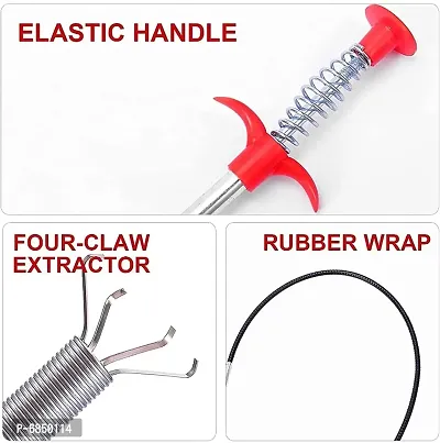 Drain Pipe Cleaning Spring Stick, Hair Catching Drain Pipe Cleaning Claw Wire, Sink Cleaning Stick Sewer Sink Tub Dredge Remover, Spring Drain Pipe Basin Cleaner Tool-thumb3