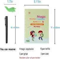 Magic Practice Copybook (4 Books,10 Refill), Number Tracing Book for Preschoolers with Pen, Magic Calligraphy Copybook Set Practical Reusable Writing Tool Simple Hand Lettering-thumb1