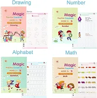 Magic Practice Copybook (4 Books,10 Refill), Number Tracing Book for Preschoolers with Pen, Magic Calligraphy Copybook Set Practical Reusable Writing Tool Simple Hand Lettering-thumb2