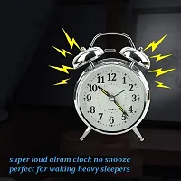 Metal Analog Twin Bell Alarm Clock with Backlight and Loud for Bedroom, Office , Home Decor - Silver-thumb3