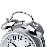 Metal Analog Twin Bell Alarm Clock with Backlight and Loud for Bedroom, Office , Home Decor - Silver-thumb4