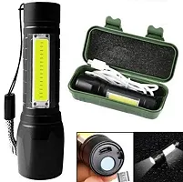 USB Torch Light Mini Torch Light Rechargeable Flashlight + Desk Lamp with Gift Box Focus Zoom Torch Light with 3 Modes Adjustable for Emergency [Black] [Pack of 1]-thumb3