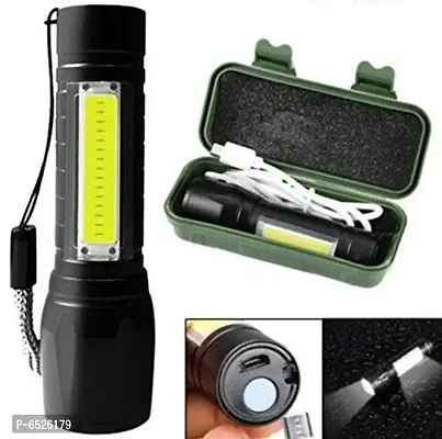 USB Torch Light Mini Torch Light Rechargeable Flashlight + Desk Lamp with Gift Box Focus Zoom Torch Light with 3 Modes Adjustable for Emergency [Black] [Pack of 1]-thumb4