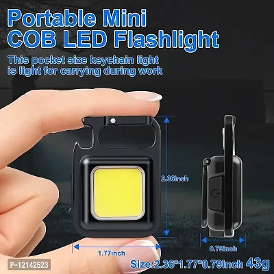 COB Mini Keychain Flashlight 1000 Lumens - Rechargeable Emergency LED Light with Folding Bracket, Bottle Opener,Fishing, Walking, Camping-thumb3