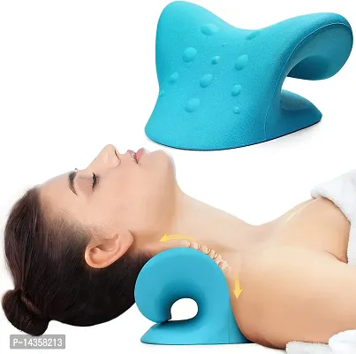 Neck Relaxer | Cervical Pillow for Neck and Shoulder Pain | Cervical Traction Device for Neck Pain Relief Product Kit | Neck Cloud Massager | Medical Grade Material | Sky Blue-thumb0