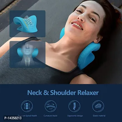 Neck Relaxer | Cervical Pillow for Neck and Shoulder Pain | Cervical Traction Device for Neck Pain Relief Product Kit | Neck Cloud Massager | Medical Grade Material | Sky Blue-thumb2