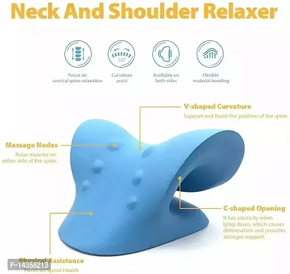 Neck Relaxer | Cervical Pillow for Neck and Shoulder Pain | Cervical Traction Device for Neck Pain Relief Product Kit | Neck Cloud Massager | Medical Grade Material | Sky Blue-thumb3