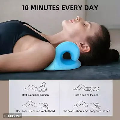 Neck Relaxer | Cervical Pillow for Neck and Shoulder Pain | Cervical Traction Device for Neck Pain Relief Product Kit | Neck Cloud Massager | Medical Grade Material | Sky Blue-thumb4