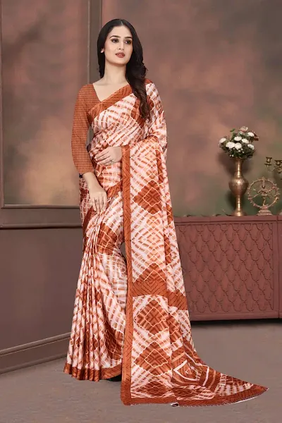 Printed Crepe Silk Sarees with Blouse Piece