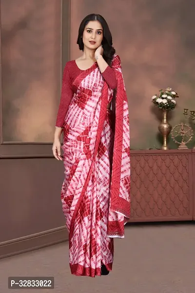 Stylish Pink Printed Saree With Blouse Piece For Women-thumb0