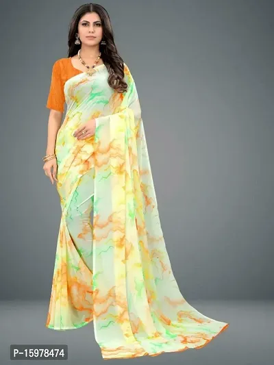 Marble Georgette Multicolor Printed Sarees with Blouse Piece