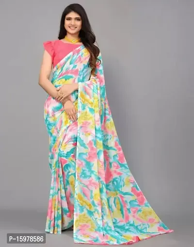 Marble Georgette Multicolor Printed Sarees with Blouse Piece