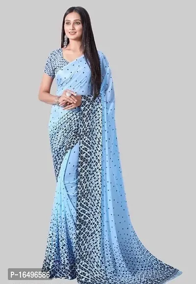 Georgette Triangle Printed Sarees with Blouse Piece