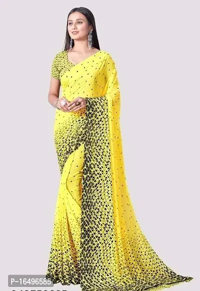 Georgette Triangle Printed Sarees with Blouse Piece-thumb0