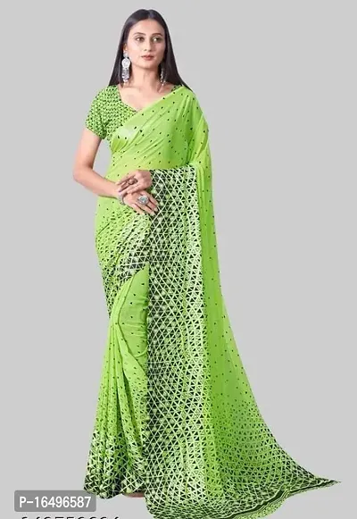 Georgette Triangle Printed Sarees with Blouse Piece