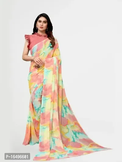 Badal Printed Georgette Sarees with Blouse Piece