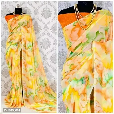 Badal Printed Georgette Sarees with Blouse Piece-thumb0