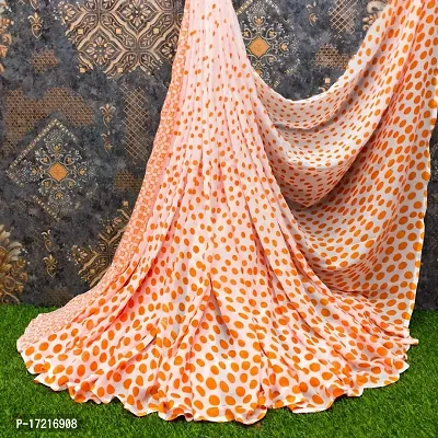 Georgette Polka Dot Printed Sarees with Blouse Piece-thumb0