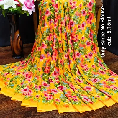 Dailywear Georgette Floral Printed Sarees without Blouse Piece