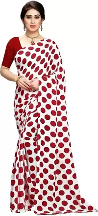 Polka Dot Georgette Printed Sarees with Blouse Piece