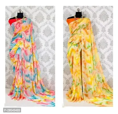 Combo of 2 Badal Printed Georgette Sarees with Blouse Piece